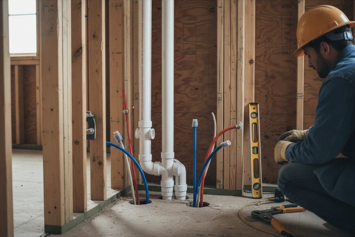 Drain and supply rough-in during Leak Detection in Carthage