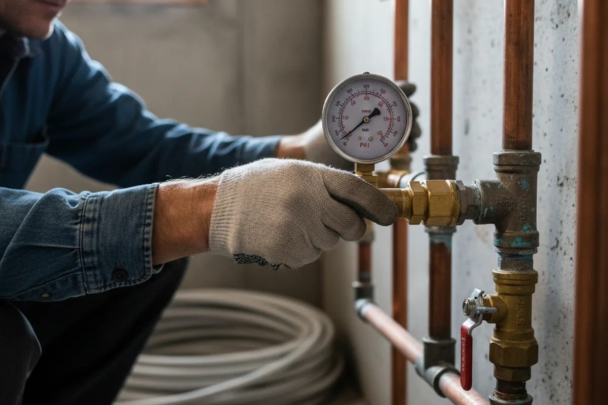 Pressure testing a repaired line during Water Line Repair in Carthage